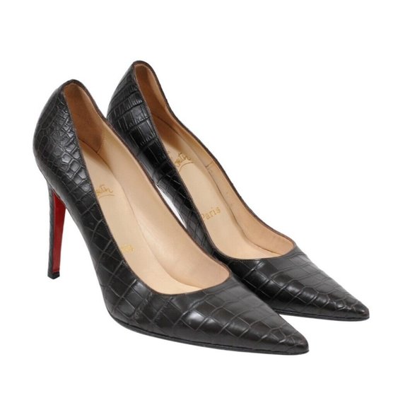 Christian Louboutin Women Kate Pumps US9 EU39 Brown Crocodile 100MM Heel Pointed - Picture 1 of 10